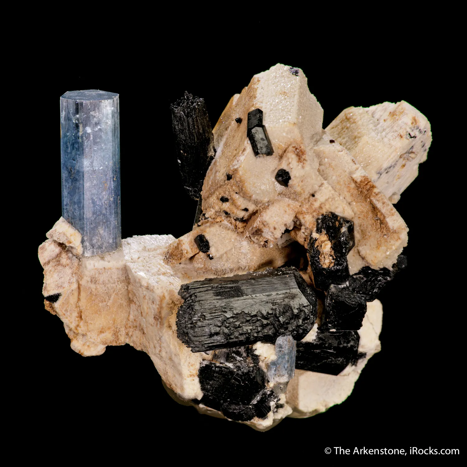 Beryl var. Aquamarine with Schorl and Feldspar - image 3