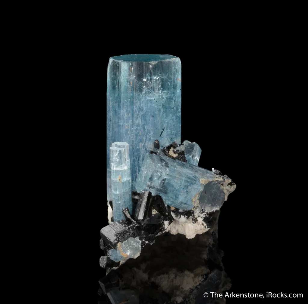 Beryl var. Aquamarine with Schorl and Microcline - image 4