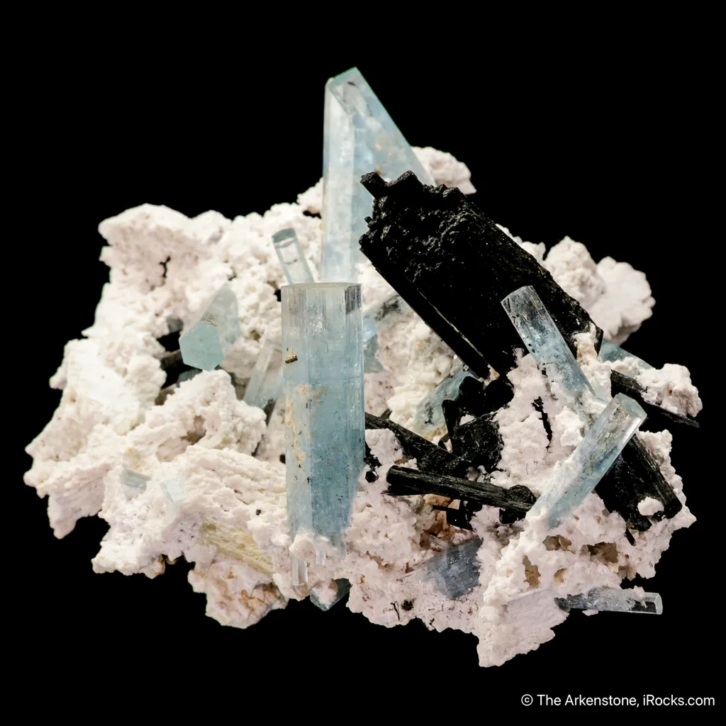 Beryl var. Aquamarine with Schorl and Microcline image