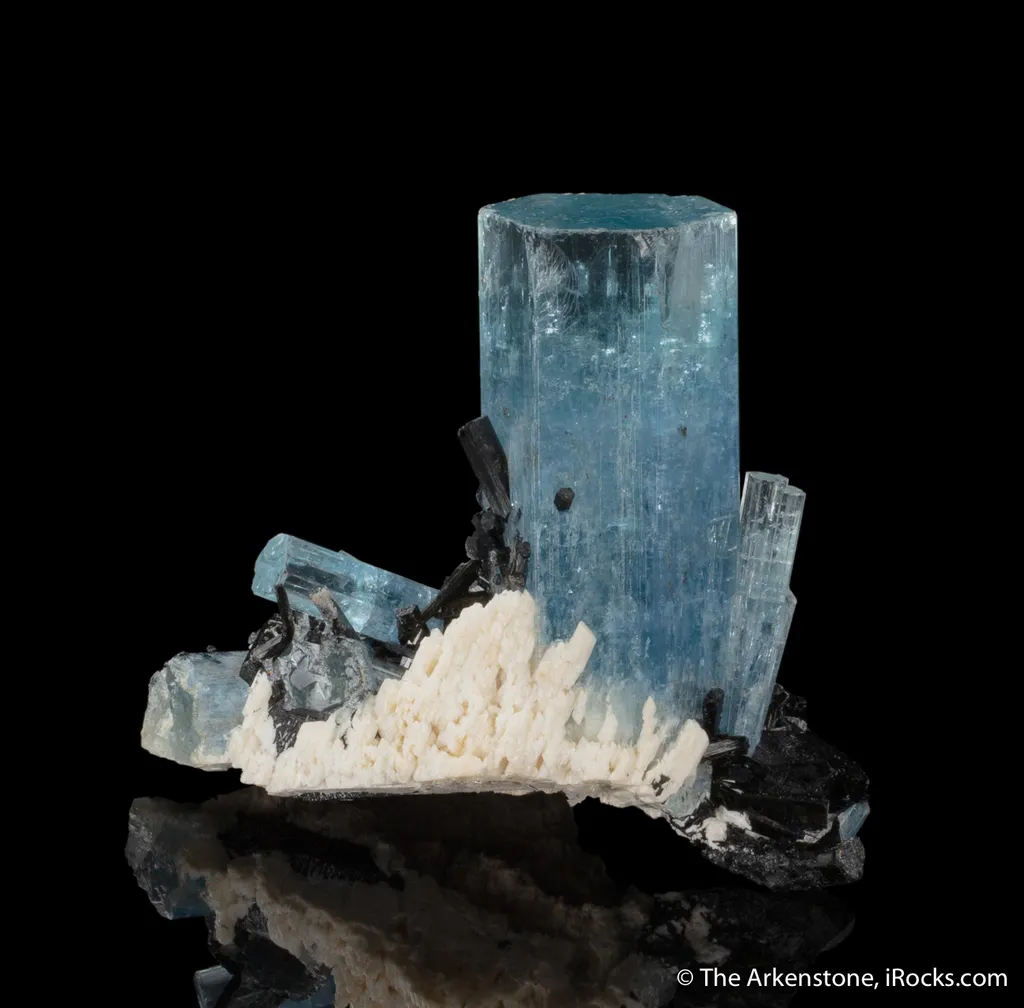 Beryl var. Aquamarine with Schorl and Microcline - image 2
