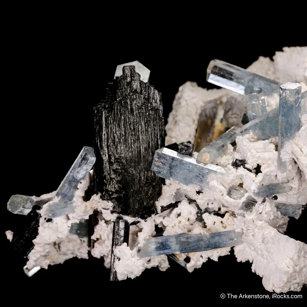 Beryl var. Aquamarine with Schorl and Microcline - image 3