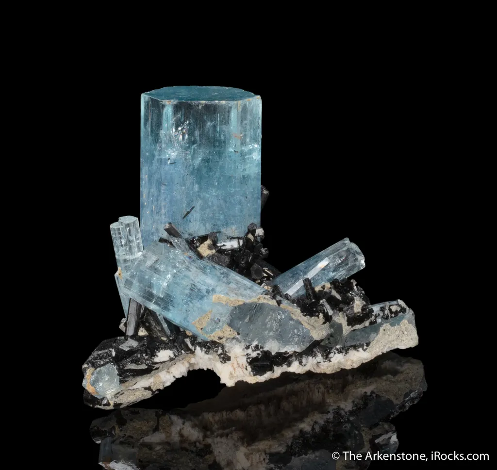 Beryl var. Aquamarine with Schorl and Microcline - image 3