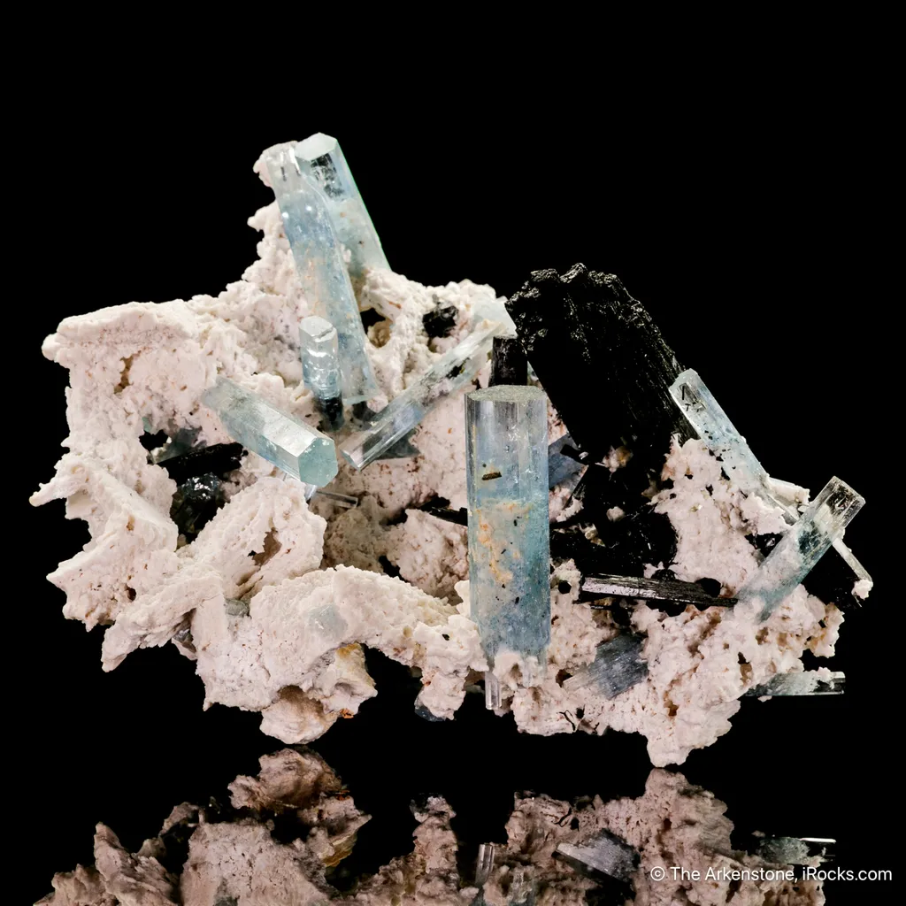 Beryl var. Aquamarine with Schorl and Microcline - image 2