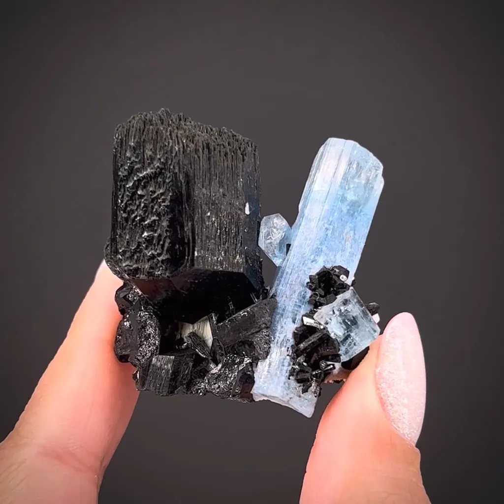 Beryl var. Aquamarine with Schorl - image 1