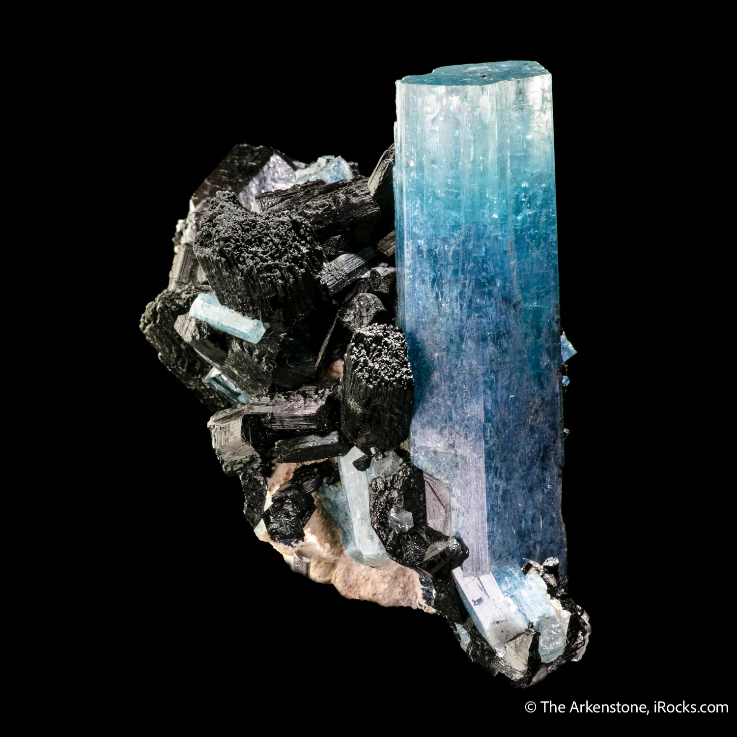 Beryl var. Aquamarine with Schorl (Tourmaline) - image 5