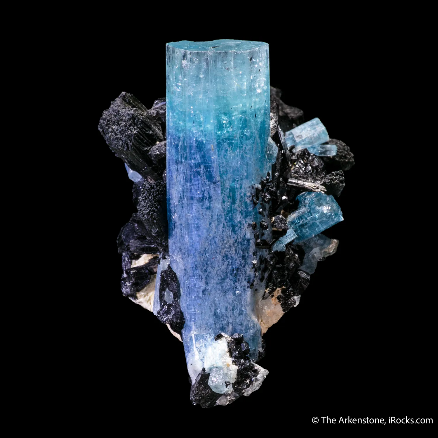 Beryl var. Aquamarine with Schorl (Tourmaline) - image 4