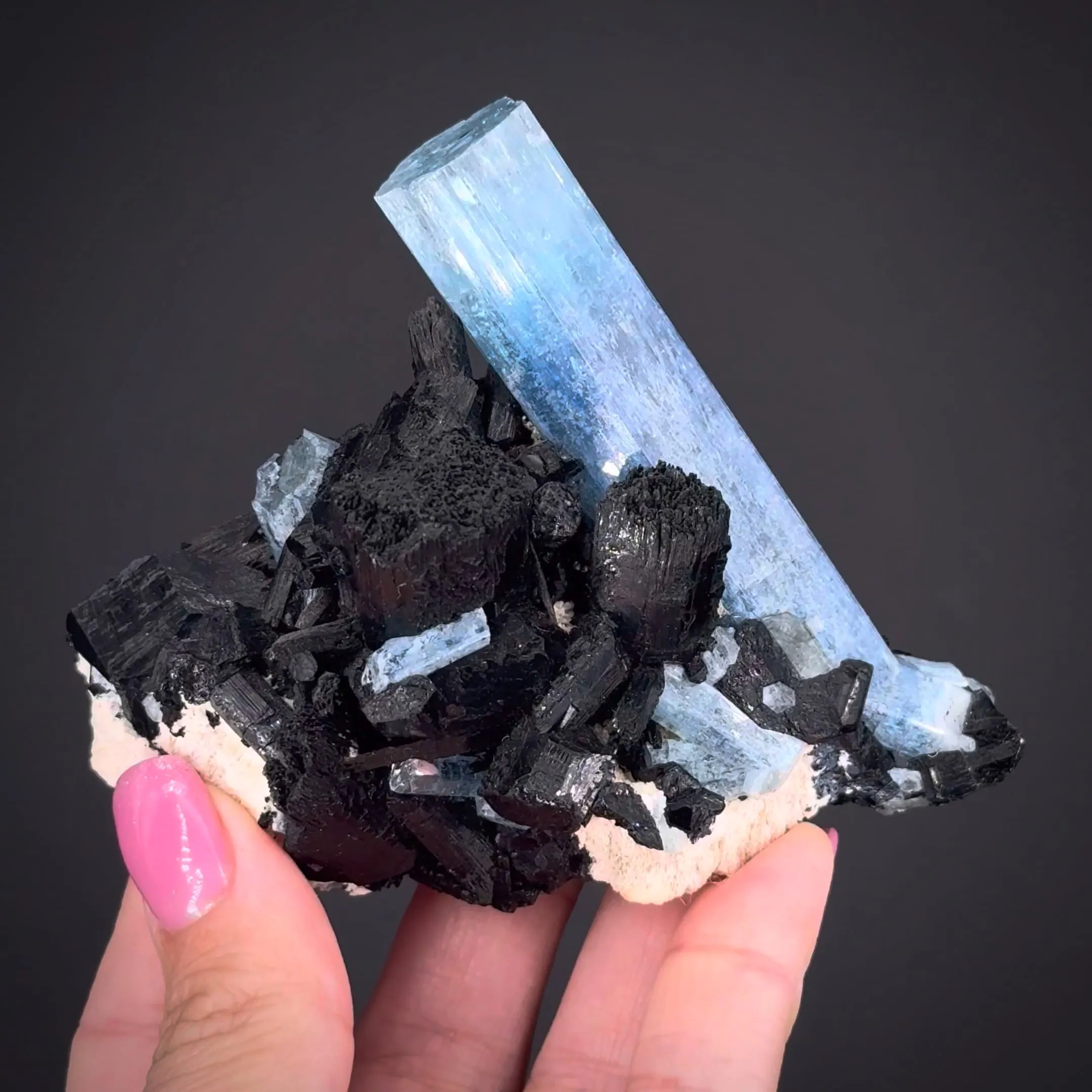 Beryl var. Aquamarine with Schorl (Tourmaline) - image 1