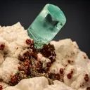 Beryl var. Aquamarine with Spessartine on Microcline and Muscovite - image 2