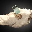 Beryl var. Aquamarine with Spessartine on Microcline and Muscovite - image 3