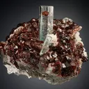 Beryl var. Aquamarine with Spessartine on Microcline and Muscovite - image 3