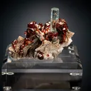 Beryl var. Aquamarine with Spessartine on Muscovite - image 3