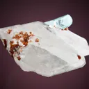 Beryl var. Aquamarine with Spessartine on Quartz - image 4