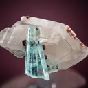 Beryl var. Aquamarine with Spessartine on Quartz - image 2