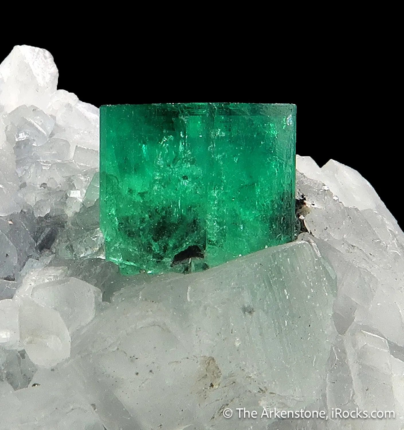 Beryl var. Emerald and Parisite-(Ce) on Calcite - image 5