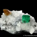 Beryl var. Emerald and Parisite-(Ce) on Calcite - image 6