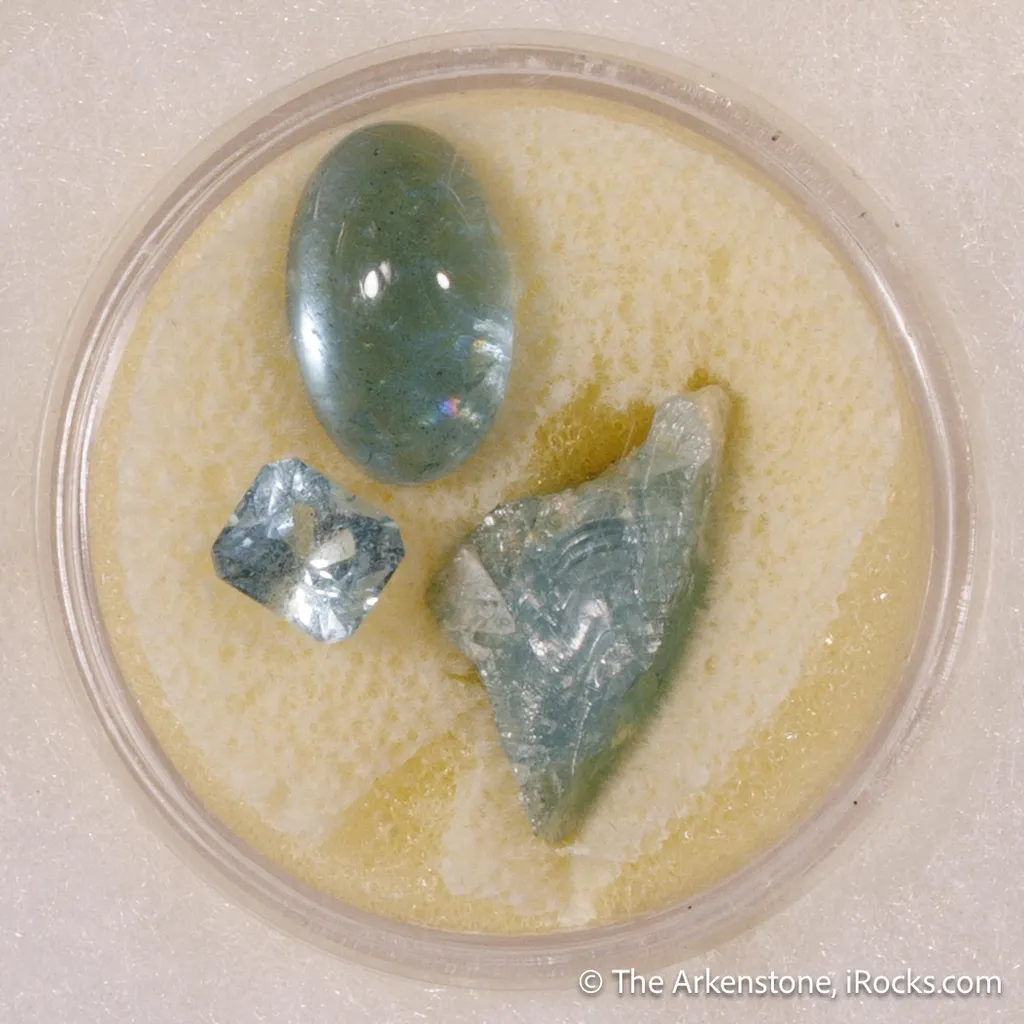 Beryl var. Emerald, Beryl var. Aquamarine, Quartz var. Smoky, Rutile (Rough & Cut set) - image 7