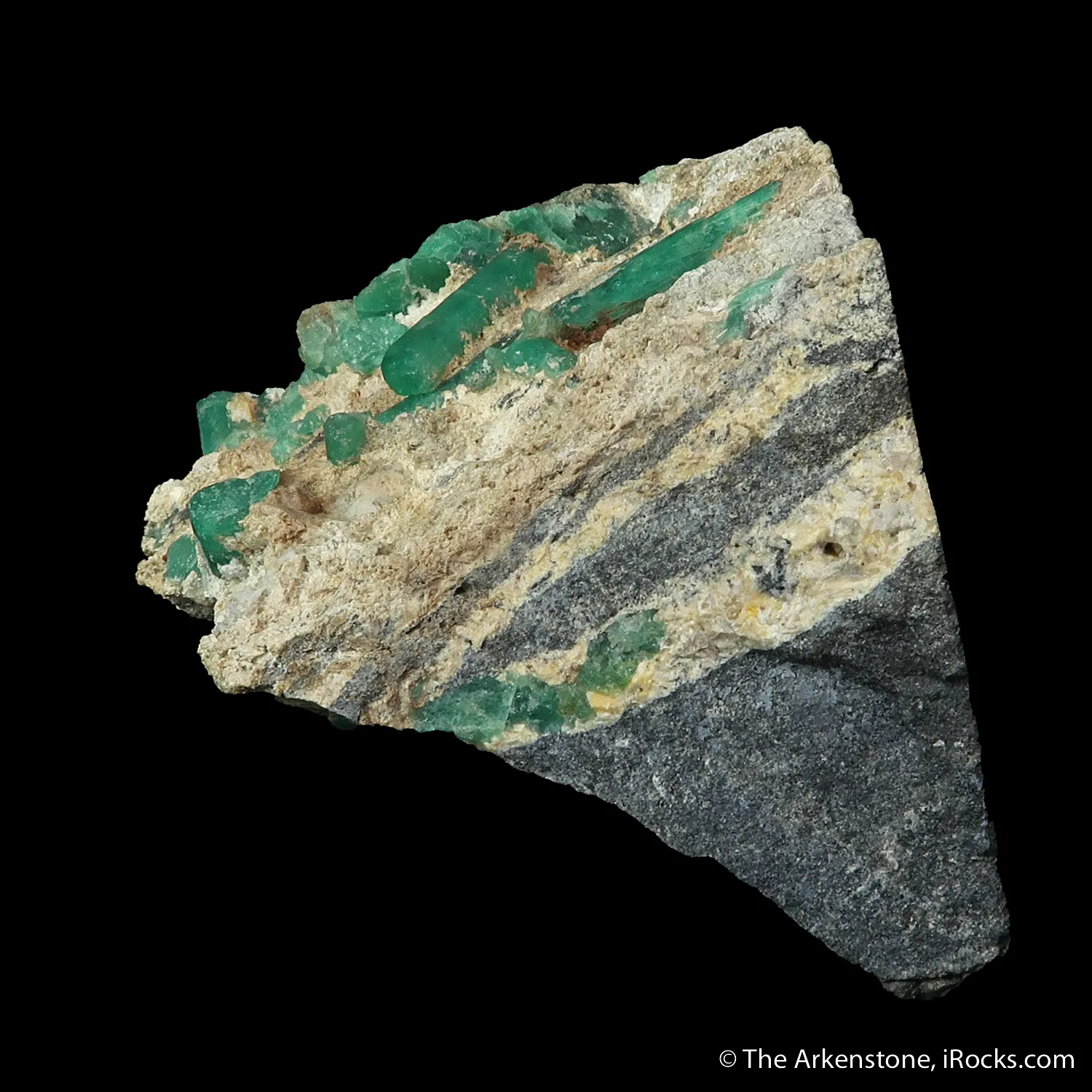 Beryl var. Emerald, on Calcite - image 5