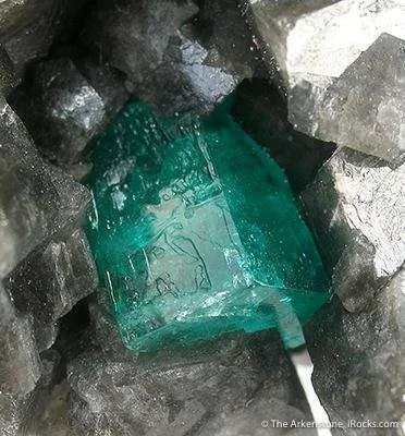 Beryl Var. Emerald on Calcite - image 4