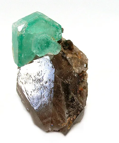 Beryl (Var: Emerald), Quartz (Var: Smoky Quartz) image