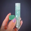 Beryl var. Emerald (Rough & Cut set) - image 1