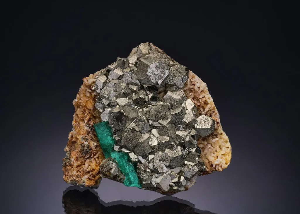 Beryl var. Emerald with Pyrite image
