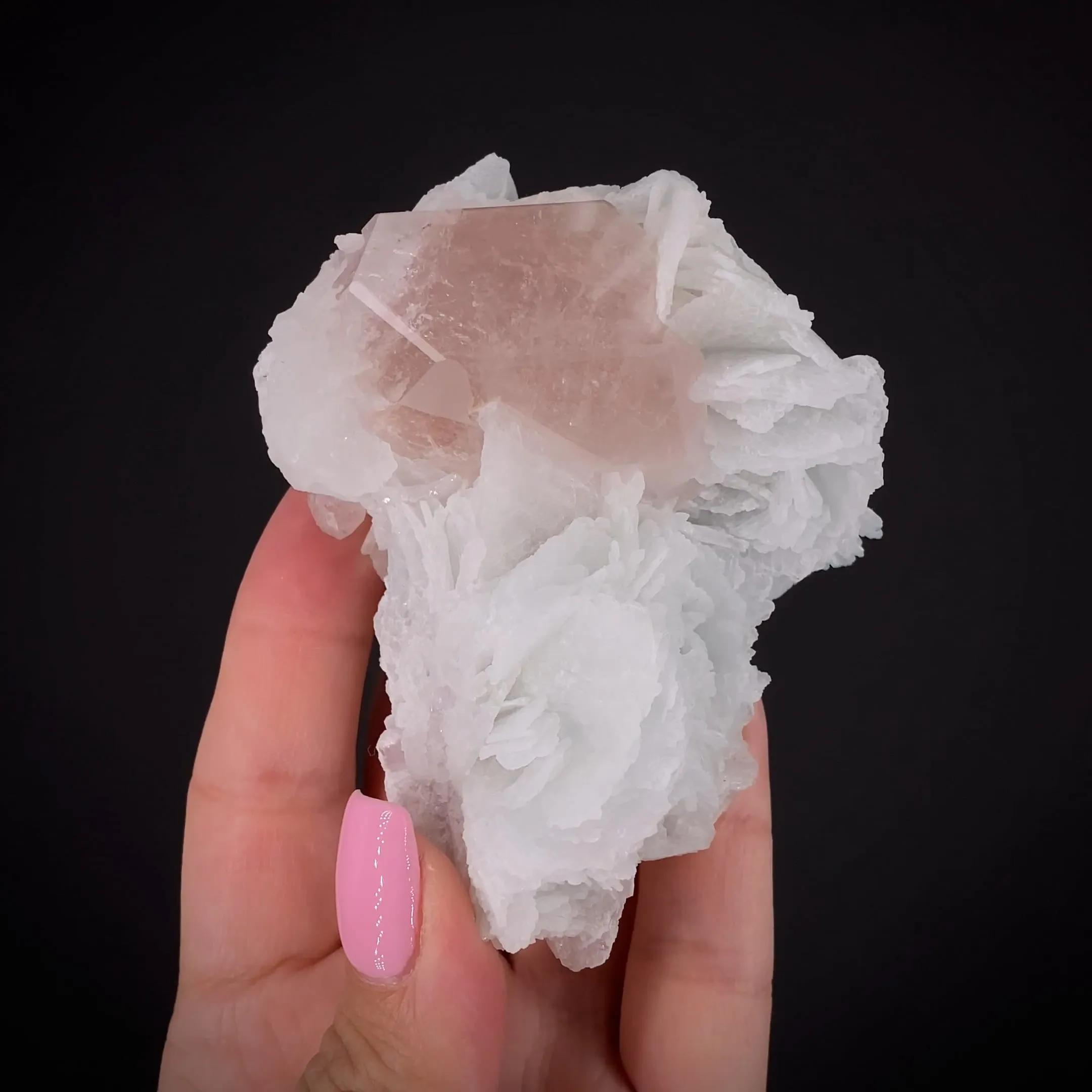 Beryl var. Morganite in Cleavelandite - image 1