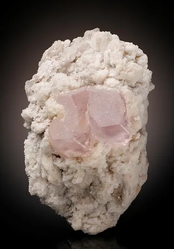 Beryl Var. Morganite on Albite