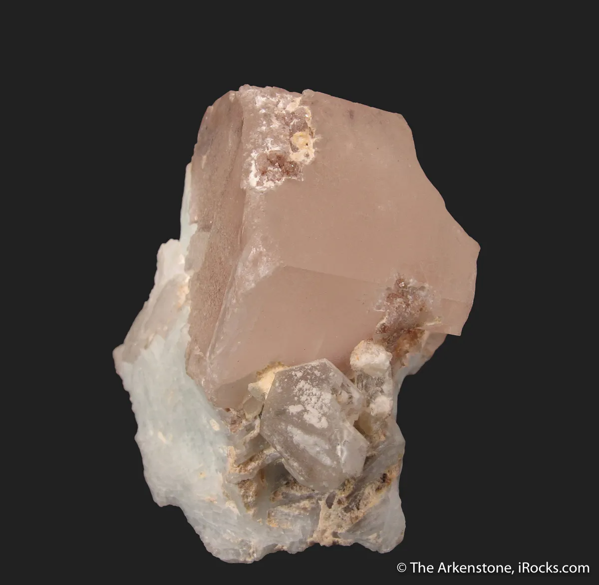 Beryl var. Morganite, on blue Albite (mine owner's collection) - image 2