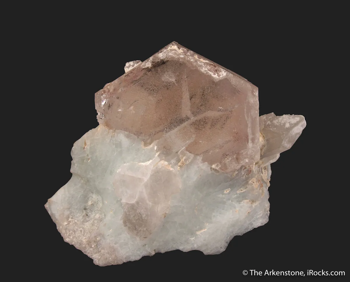 Beryl var. Morganite, on blue Albite (mine owner's collection) - image 1