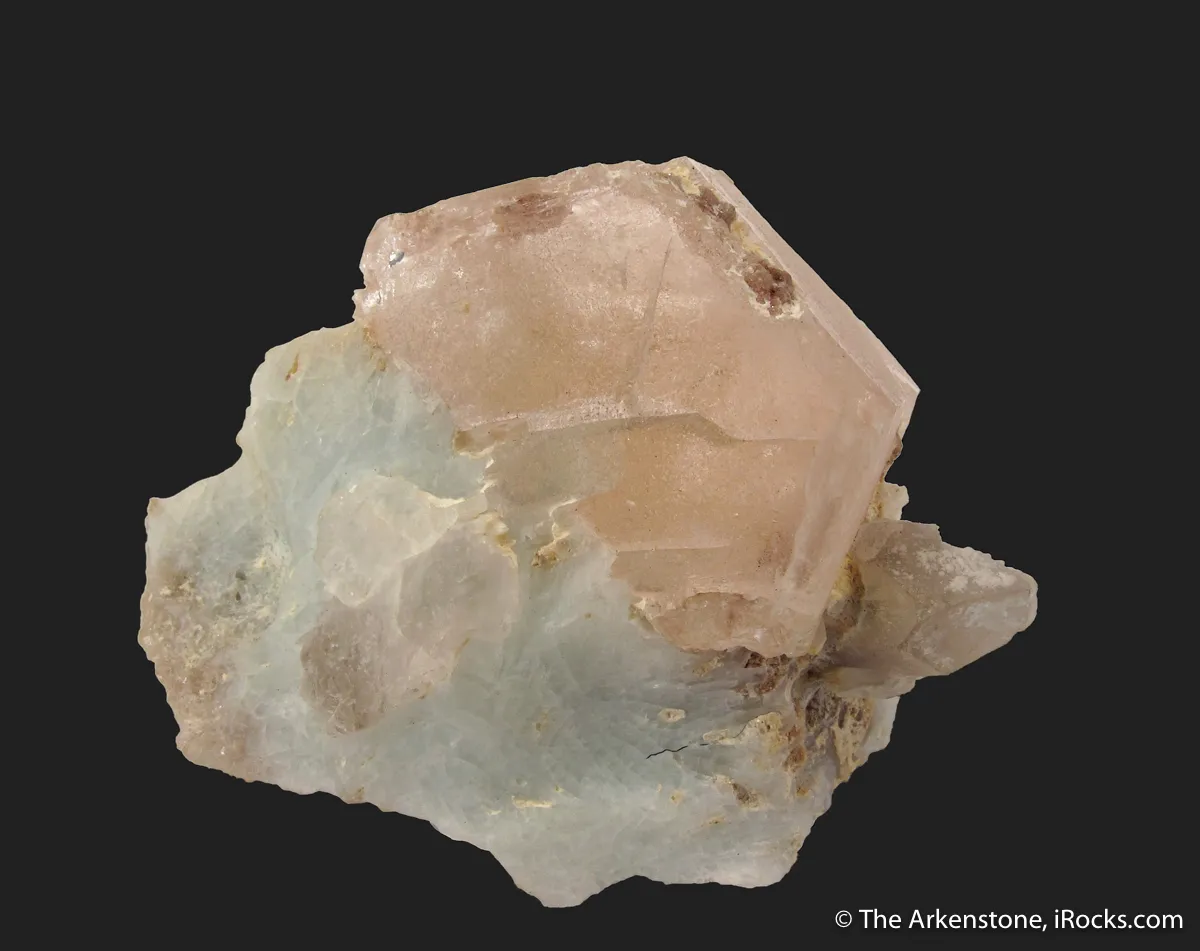Beryl var. Morganite, on blue Albite (mine owner's collection) - image 5