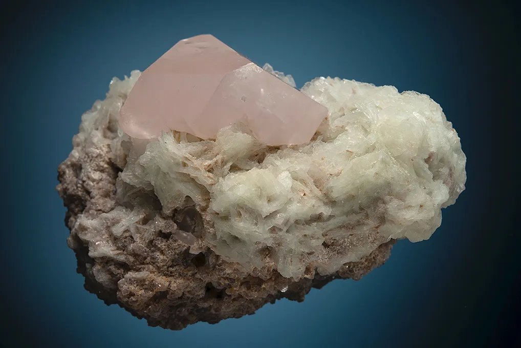 Beryl var. Morganite (restored) on Albite var. Cleavelandite - image 4