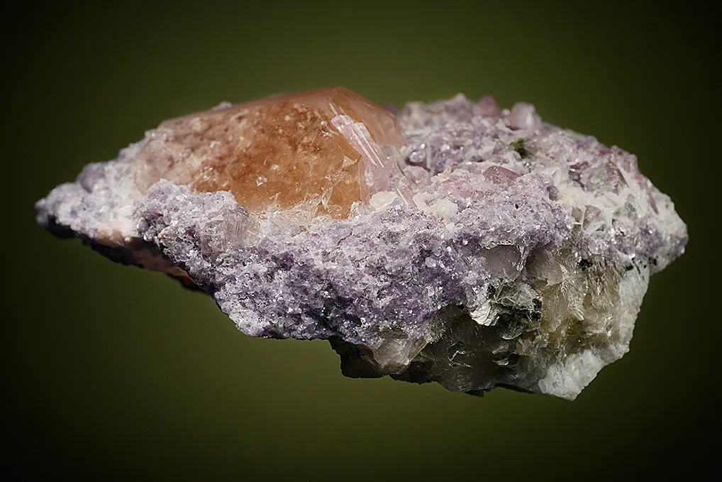 Beryl var. Morganite with Elbaite and Lepidolite - image 2