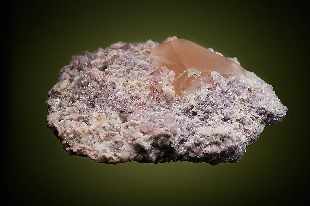 Beryl var. Morganite with Elbaite and Lepidolite - image 3