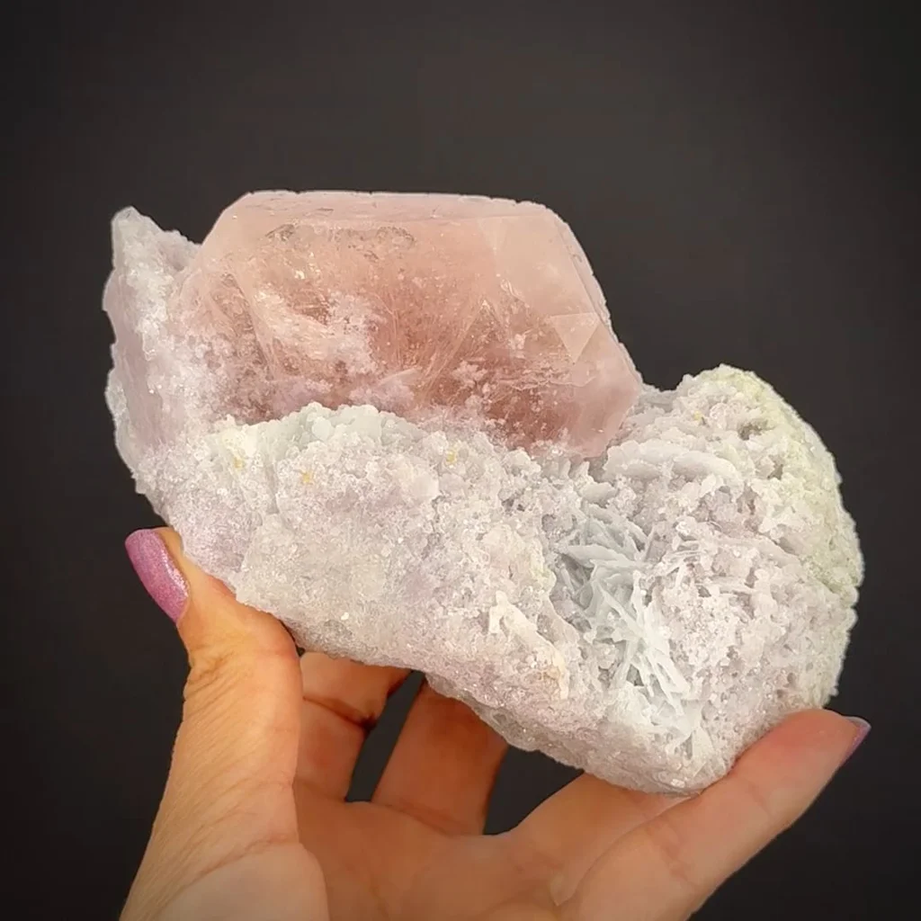 Beryl var. Morganite with Lepidolite & Cleavelandite image