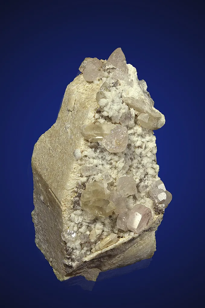 Beryl var. Morganite with Quartz and Albite on Microcline image