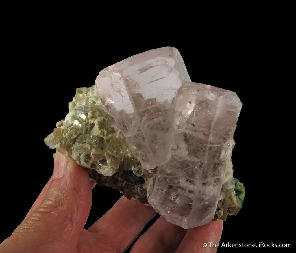 Beryl var. Morganite with Topaz, on Muscovite - image 5