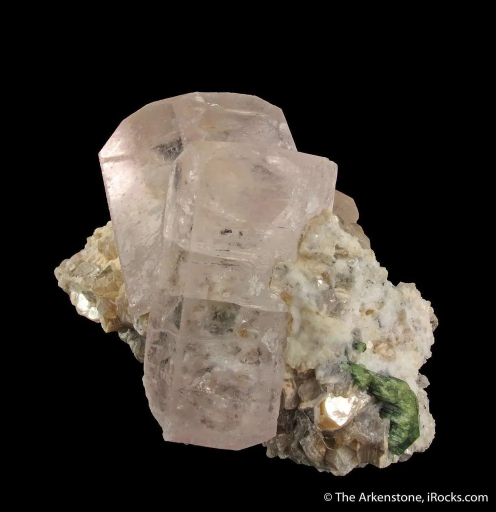 Beryl var. Morganite with Topaz, on Muscovite - image 4