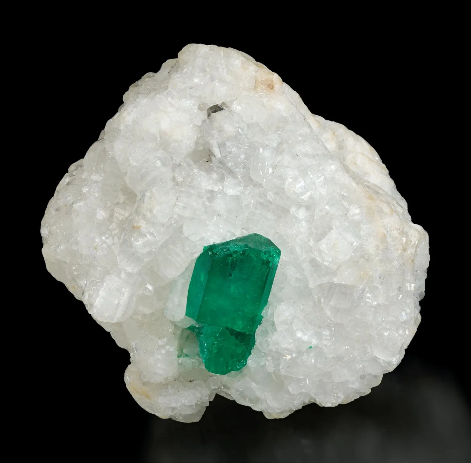 Beryl (variety Emerald) on Calcite - image 1