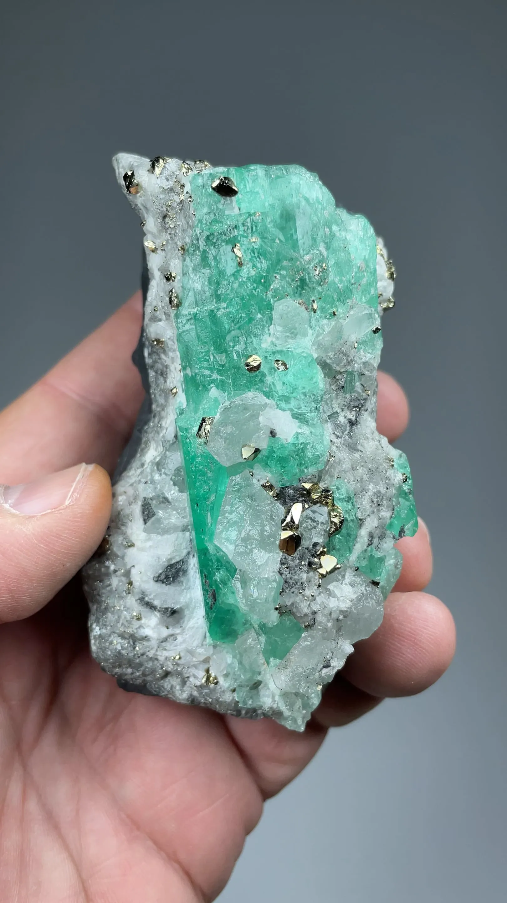 Beryl with Calcite, Pyrite - image 2