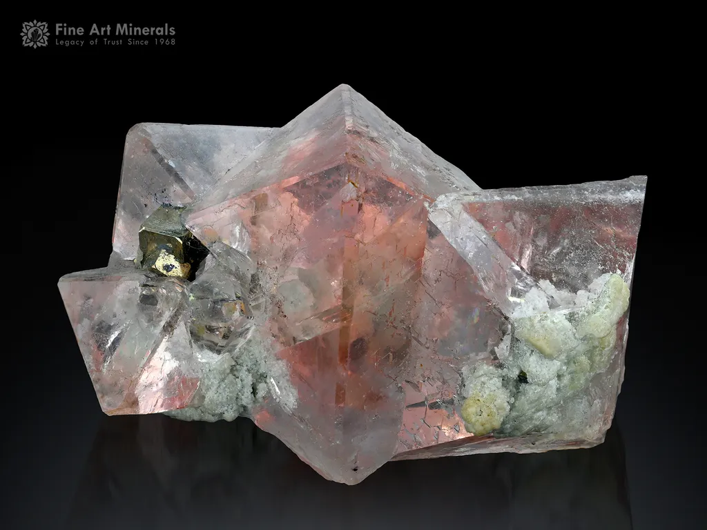 Bi Color Fluorite with Pyrite from Pakistan image