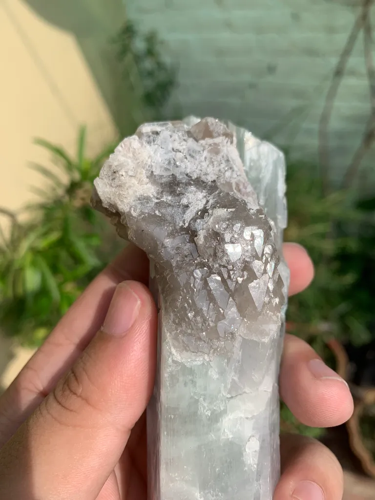 Bi color Kunzite Crystal with Skeletal Quartz and Tourmaline from Afghanistan - image 6