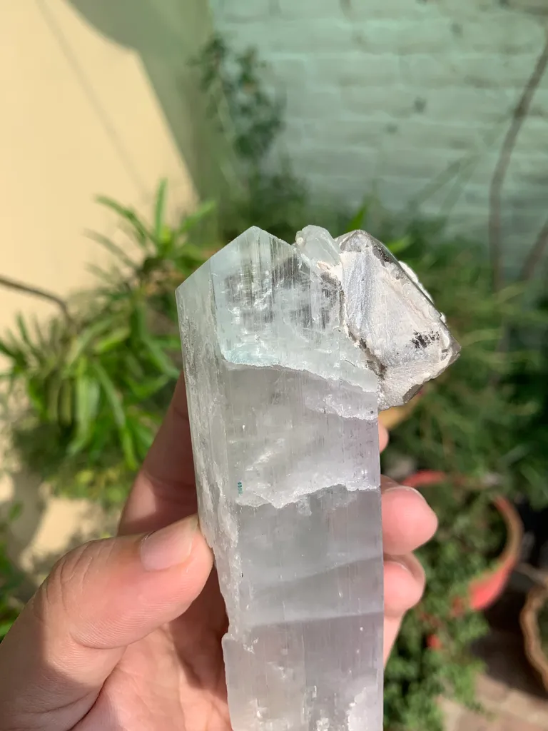 Bi color Kunzite Crystal with Skeletal Quartz and Tourmaline from Afghanistan - image 5