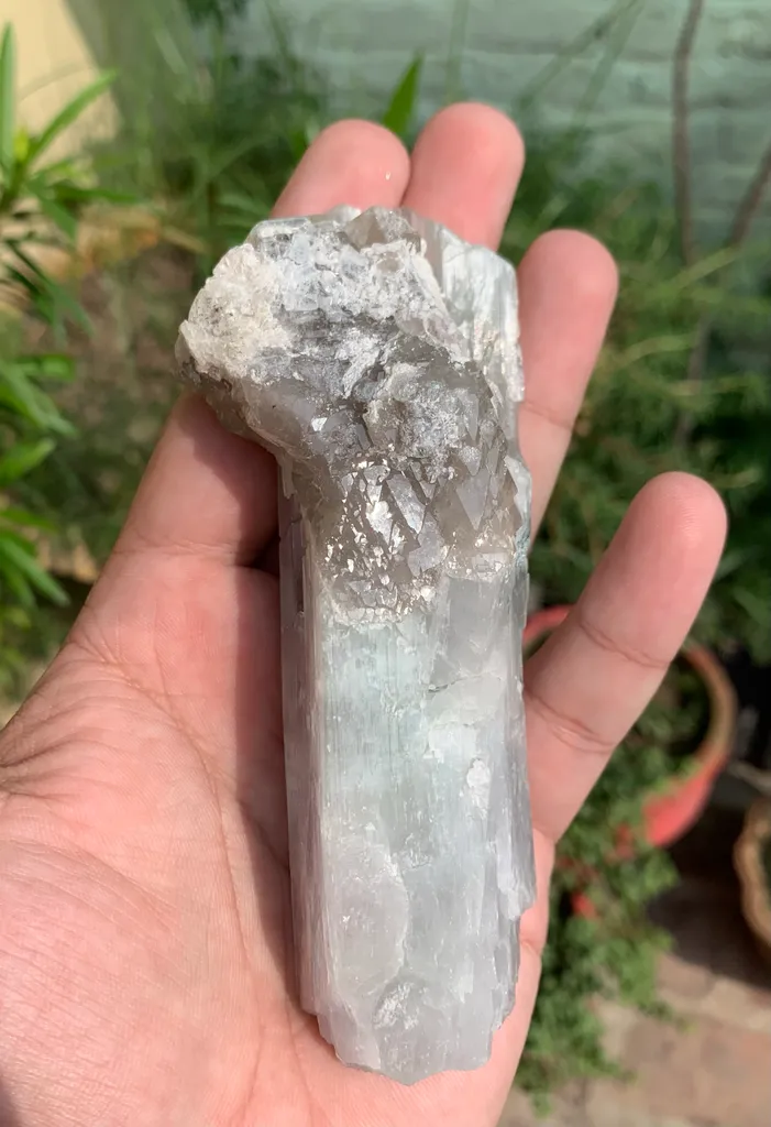 Bi color Kunzite Crystal with Skeletal Quartz and Tourmaline from Afghanistan image