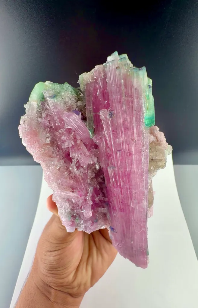 Bi color pink green Tourmaline from Afghanistan - image 4