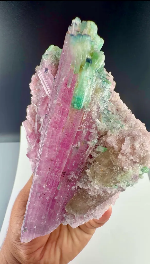 Bi color pink green Tourmaline from Afghanistan - image 3