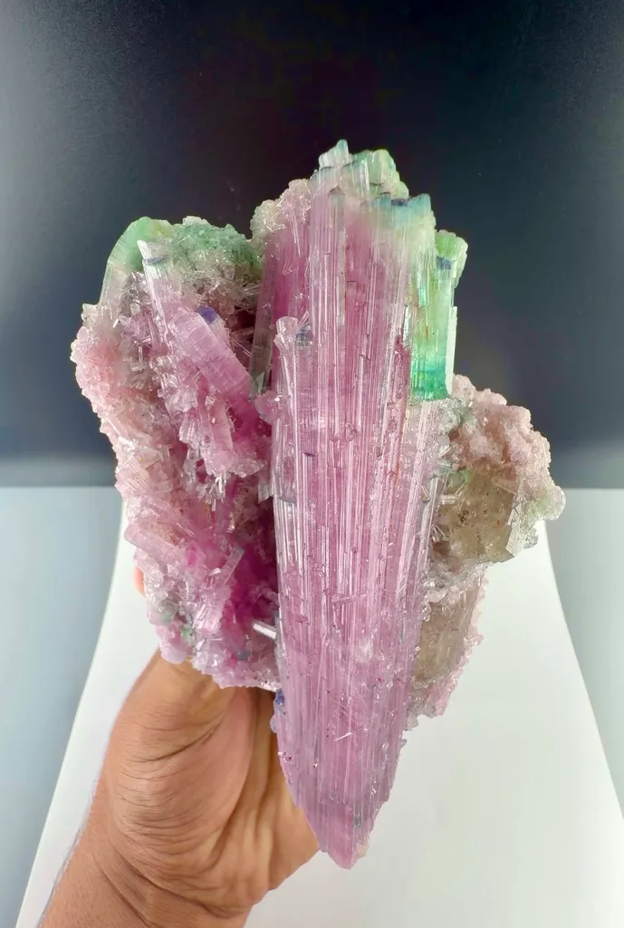 Bi color pink green Tourmaline from Afghanistan image