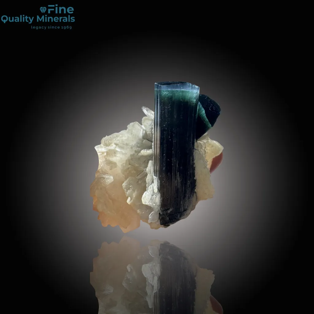 Bi-Color Tourmaline with Blue Cap on Mica Matrix - image 2