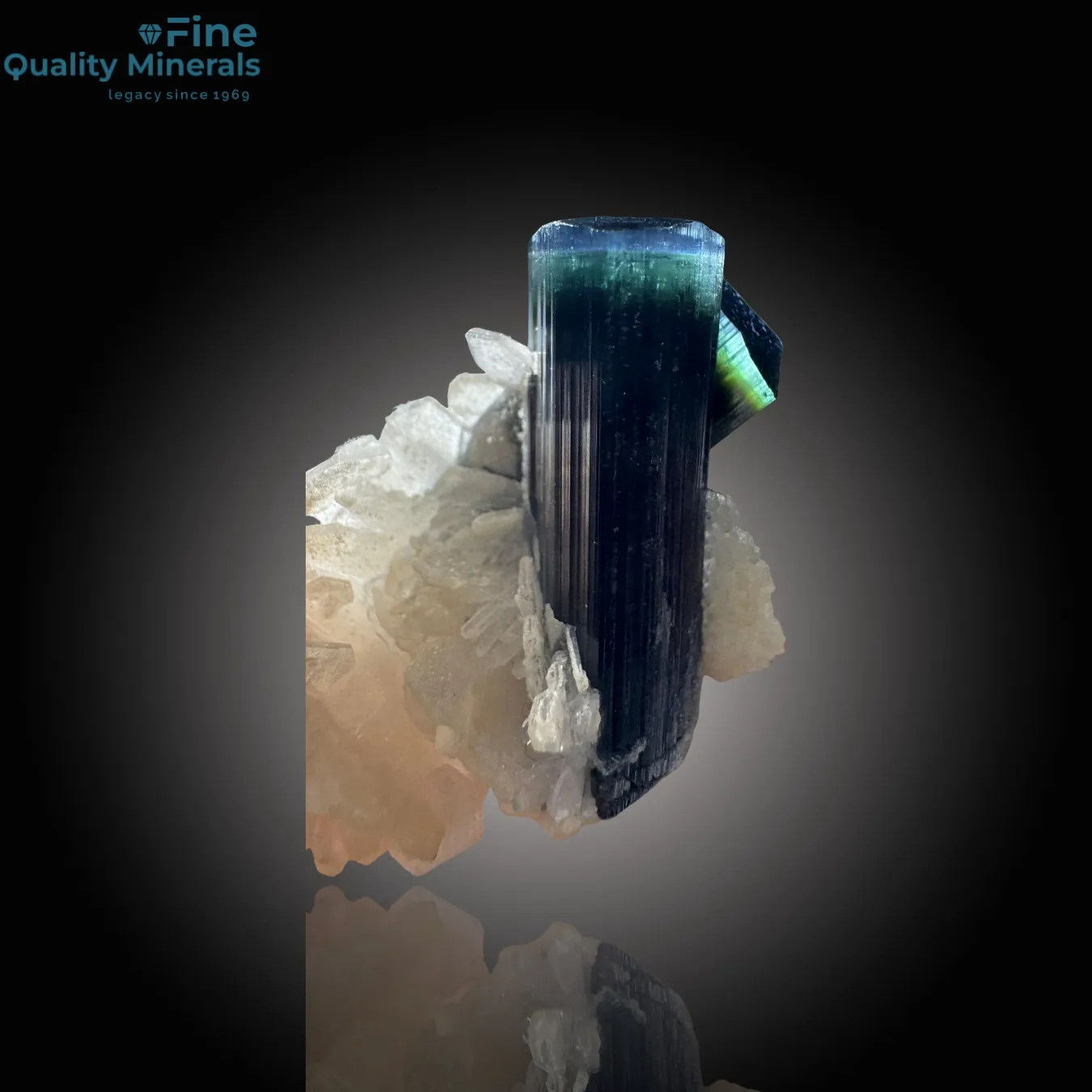 Bi-Color Tourmaline with Blue Cap on Mica Matrix - image 3