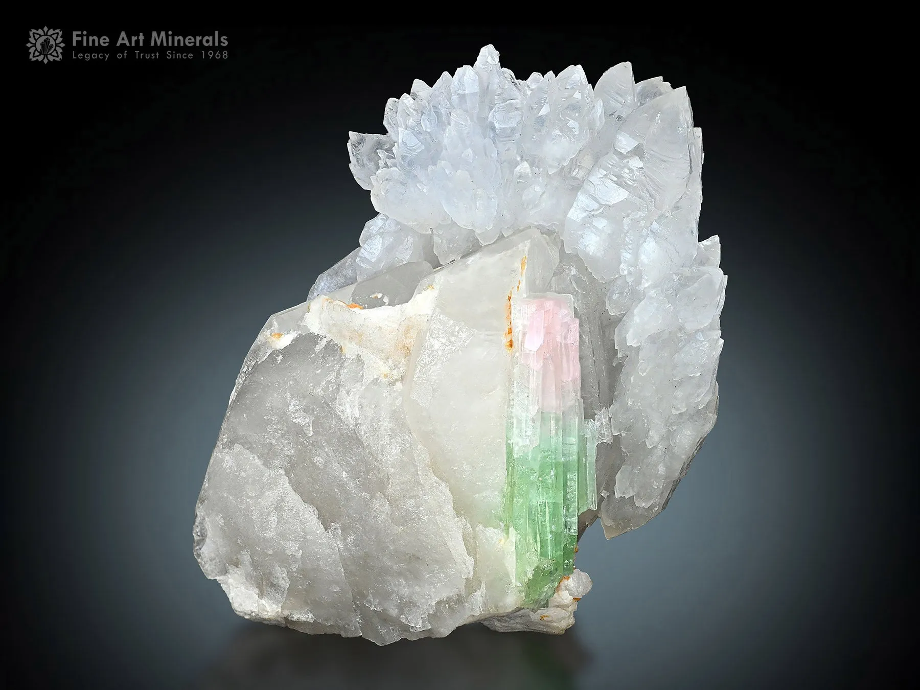 Bi Color Tourmaline with Quartz from Afghanistan - image 2