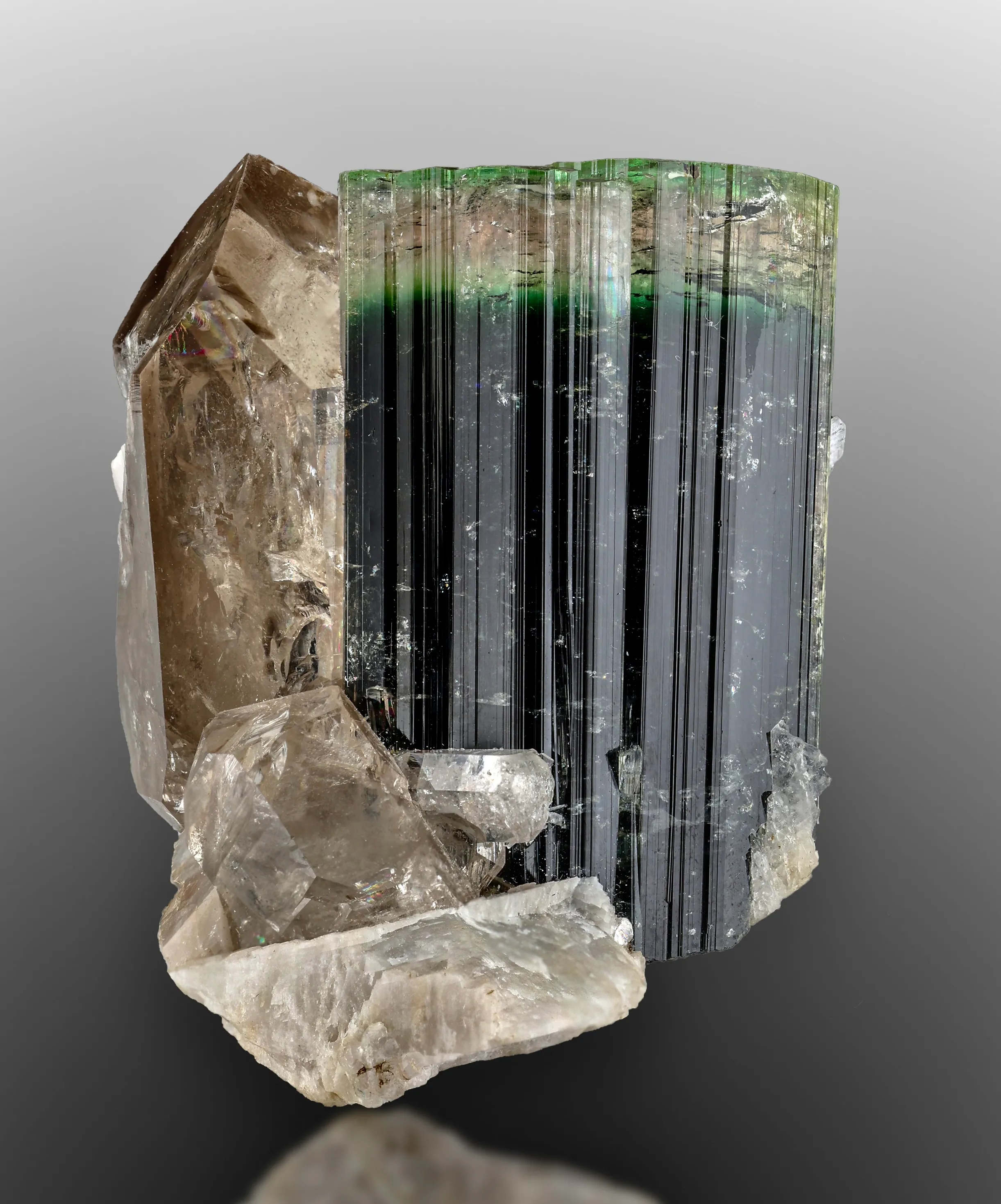 Bi-Color Tourmaline with small morganite and smoking quartz - image 1